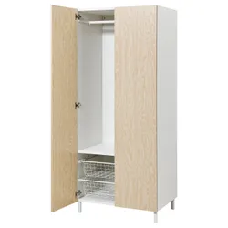 IKEA PLATSA(395.230.03) Гардероб/2 двери, белый/Kalbåden яркий эффект сосны