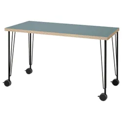 IKEA LAGKAPTEN / KRILLE(695.233.65) рабочий стол, серо-бирюзовый/черный