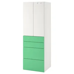 IKEA SMÅSTAD / PLATSA(394.263.75) гардероб, біло-зелений / з 4 ящиками