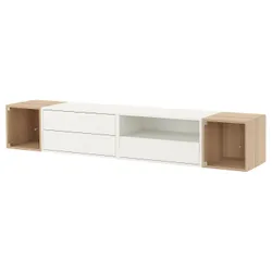 IKEA EKET(595.809.88) Телевизионный шкаф, Hifi, белый/дуб, окрашенный в белое и бесцветное стекло