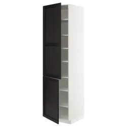 IKEA METOD(994.644.92) Высокий шкаф с полками/2drz, Белый/Лерхиттан окрашенный черным