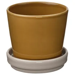 IKEA KLOTLÖNN(505.982.71) горшок с подставкой, внутренний/внешний/темный светлый бежевый