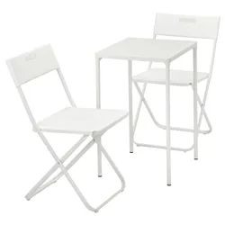 IKEA FEJAN(594.349.49) стол+2 складных стула, на открытом воздухе, белый/белый