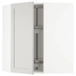 IKEA METOD(692.744.79) угловой навесной шкаф с каруселью, белый/лерхиттан светло-серый