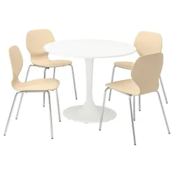 IKEA DOCKSTA / SIGTRYGG(794.816.33) стол и 4 стула, белый белый/береза ​​хром