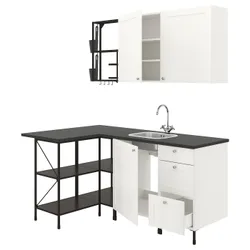 IKEA ENHET(693.382.21) кутова кухня, антрацит/біла рамка