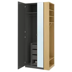 IKEA PAX / FORSAND/ÅHEIM(096.234.57) Комбинация гардероба, Темно -серый темно -серый/зеркало имит. дуб