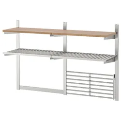 IKEA KUNGSFORS(392.848.80) рейка / полиця / магнітний тримач / решітка, нержавіюча сталь/ясеневий шпон