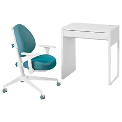 IKEA MICKE / GUNRIK(995.066.04) стол и стул, белый/бирюзовый