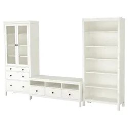 IKEA HEMNES (392.995.65) тумба під телевізор, біла пляма / прозоре скло