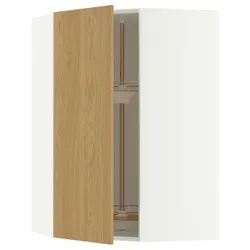 IKEA METOD(896.008.38) Угловой настенный шкаф с каруселем, белый/синарп вокруг дуба