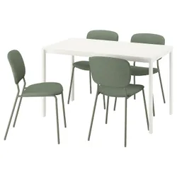 IKEA VIHALS / VIHALS(395.899.37) Стол и 4 стула, Белый/зеленый тибблби серый