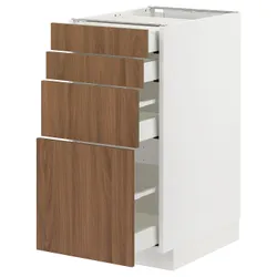 IKEA METOD / MAXIMERA(595.199.10) шафа з 4 фасадами/4 ящиками, білий/Тісторп імітація коричневого горіха