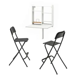 IKEA NORBERG / FRANKLIN(494.808.47) стол и 2 стула, белый черный