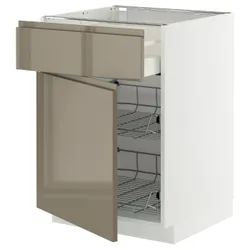 IKEA METOD / MAXIMERA(395.766.28) Шкаф STJ/Basket Dr/Szuf/Дверь, белый/voxtorp Gloss Dark -Brown