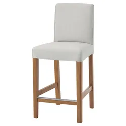IKEA BERGMUND(493.882.07) Барний стілець зі спинкою, наслідування дуб/Orrsta світло-сірий