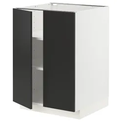 IKEA METOD(194.985.56) нижня шафа/полиці/2 двері, білий/матовий антрацит Nickebo