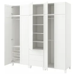 IKEA PLATSA(794.249.54) шкаф 10 дверей + 3 ящика, белый STRAUMEN зеркало стекло/САННИДАЛЬ белый