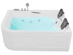 Левая угловая светодиодная ванна с гидромассажем 170 x 119 см, белая BAYAMO