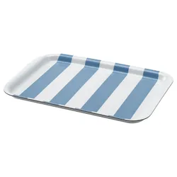 IKEA SOLDATFISK(906.078.53) поднос, Белый/серый полосатый