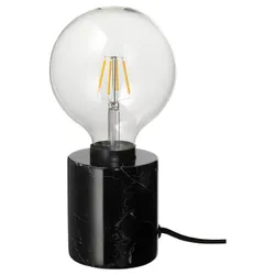 IKEA MARKFROST / LUNNOM(594.944.53) настольная лампа с лампочкой, черный мрамор/можно затемнить сферу