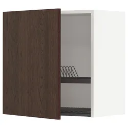 IKEA METOD(394.610.57) навесной шкаф с сушкой для посуды, белый/синарп коричневый