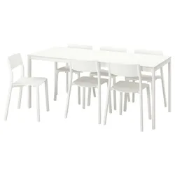 IKEA VANGSTA / JANINGE(094.830.32) стол и 6 стульев, белый / белый