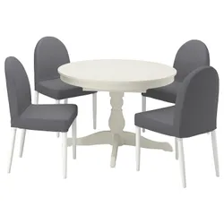 IKEA INGATORP / DANDERYD(994.839.52) стол и 4 стула, белый белый / Виссле серый