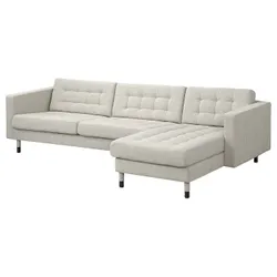IKEA LANDSKRONA(394.911.44) 4-місний диван з шезлонгом, Гуннаред бежевий/чорний/дерево