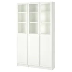 IKEA BILLY / OXBERG (792.817.90) книжкова шафа з панельними / скляними дверцятами, білий / скло