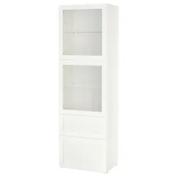 IKEA BESTÅ(293.008.71) книжный шкаф / стеклянная дверь, белый / Hanviken белый прозрачное стекло