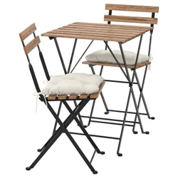 IKEA TÄRNÖ (392.867.18) стол + 2 стула, снаружи, черный/светло-коричневая морилка/Куддарна бежевый