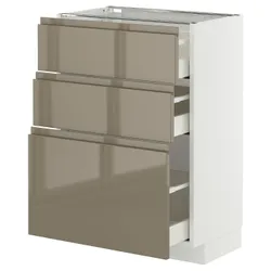 IKEA METOD / MAXIMERA(495.773.16) Шкаф, стоящий с 3 ящиками, белый/voxtorp Gloss Dark -Brown