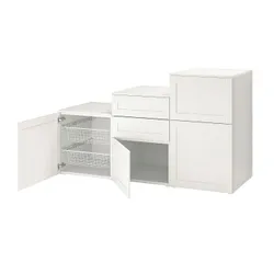 IKEA PLATSA(094.878.84) шкаф с дверцами и ящиками, белый/саннидал белый
