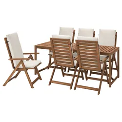 IKEA NÄMMARÖ(395.338.70) стіл+6 лежачих стільці назовні, світло-коричнева морилка/Frösön/Duvholmen beige
