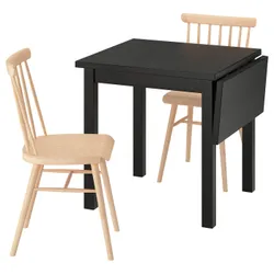 IKEA NORDVIKEN / HÖGVED(696.101.45) Стіл та 2 стільці, Чорна/Окл береза