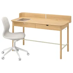 IKEA RIDSPÖ / LÅNGFJÄLL(695.026.74) стол и стул, бежевый/белый дуб