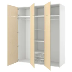 IKEA PLATSA(895.007.68) шафа 6 дверей, білий/Kalbåden яскравий ефект сосни