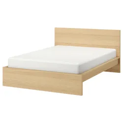 IKEA MALM(194.950.15) каркас кровати, высокий, дубовый шпон, беленый/Линдбоден