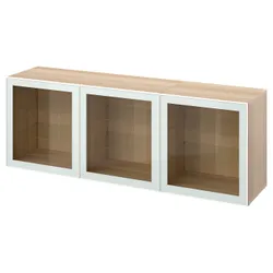 IKEA BESTÅ(194.888.21) комбинация с дверью, под белый мореный дуб/Glassvik белое прозрачное стекло