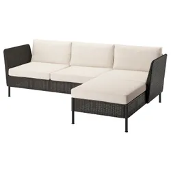 IKEA VITTSKÄR(195.912.53) 3-місний диван з шезлонгом, зовнішній підлокітник/пластиковий ротанг. темно-сірий Frösön/Duvholmen beige