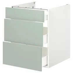 IKEA ENHET(794.967.81) нижня шафа/3 ящики, білий/блідо-сіро-зелений