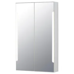 IKEA STORJORM Шкаф с зеркалом и дверью и освещением, белый  (402.481.22)