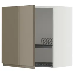IKEA METOD(895.767.96) Настінна шафа з сушаркою для вакансії, білий/Voxtorp Gloss Dark -brown