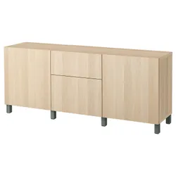 IKEA BESTÅ(994.259.24) комбинация с выдвижными ящиками, под беленый дуб / Лаппвикен / Стаббарп зеленый