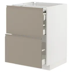 IKEA METOD / MAXIMERA(694.919.15) шкаф с выдвижной столешницей/3 ящика, белый/Upplöv матовый темно-бежевый