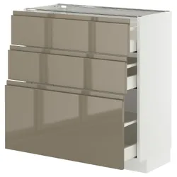 IKEA METOD / MAXIMERA(395.765.05) Шкаф, стоящий с 3 ящиками, белый/voxtorp Gloss Dark -Brown