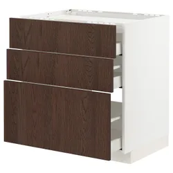 IKEA METOD / MAXIMERA(994.043.42) плоская кровать / 3 кровати / 3 ящика, белый / синарп коричневый