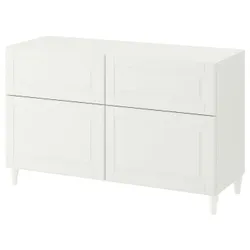 IKEA BESTÅ(594.126.12) поєднання полиці з дверцятами/шухлядами, білий / Смевікен / Каббарп білий