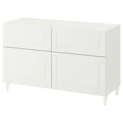 IKEA BESTÅ(594.126.12) комбинация полок с дверцами/ящиками, белый / Смевикен / Каббарп белый